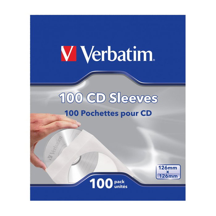 Verbatim Fundas para CD/DVD de papel, 100 unidades Verbatim Fundas para CD/DVD de papel, 100 unidades